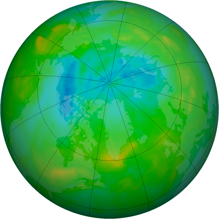 Arctic ozone map for 07 August 1989